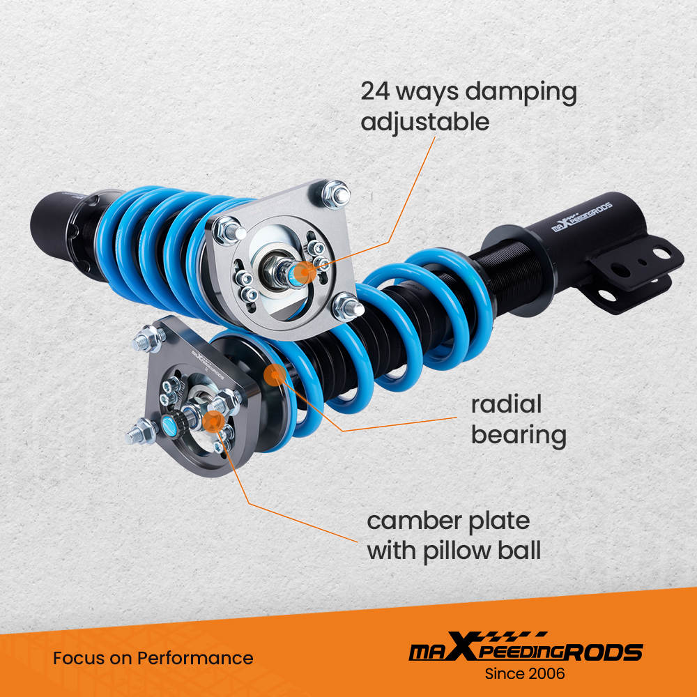 24-Way Damping Adjustable Performance Coilover Compatible for Ford Mustang 4th Gen. 1994-2004 Lowering Kit