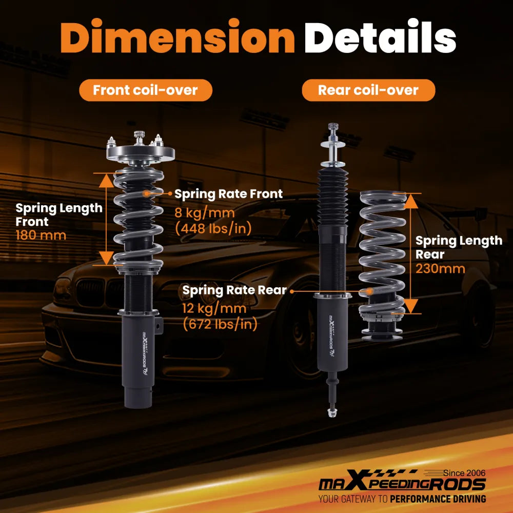 For BMW 3 Series E90 E91 E92 E93 318i 328i RWD MaXpeedingrods T7 Coilovers Strut Lowering Kit