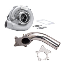 Load image into Gallery viewer, Hybrid T3/T4 T3T4 T04E .63 A/R Turbine 5 Bolt Flange Turbocharger w/ Downpipe