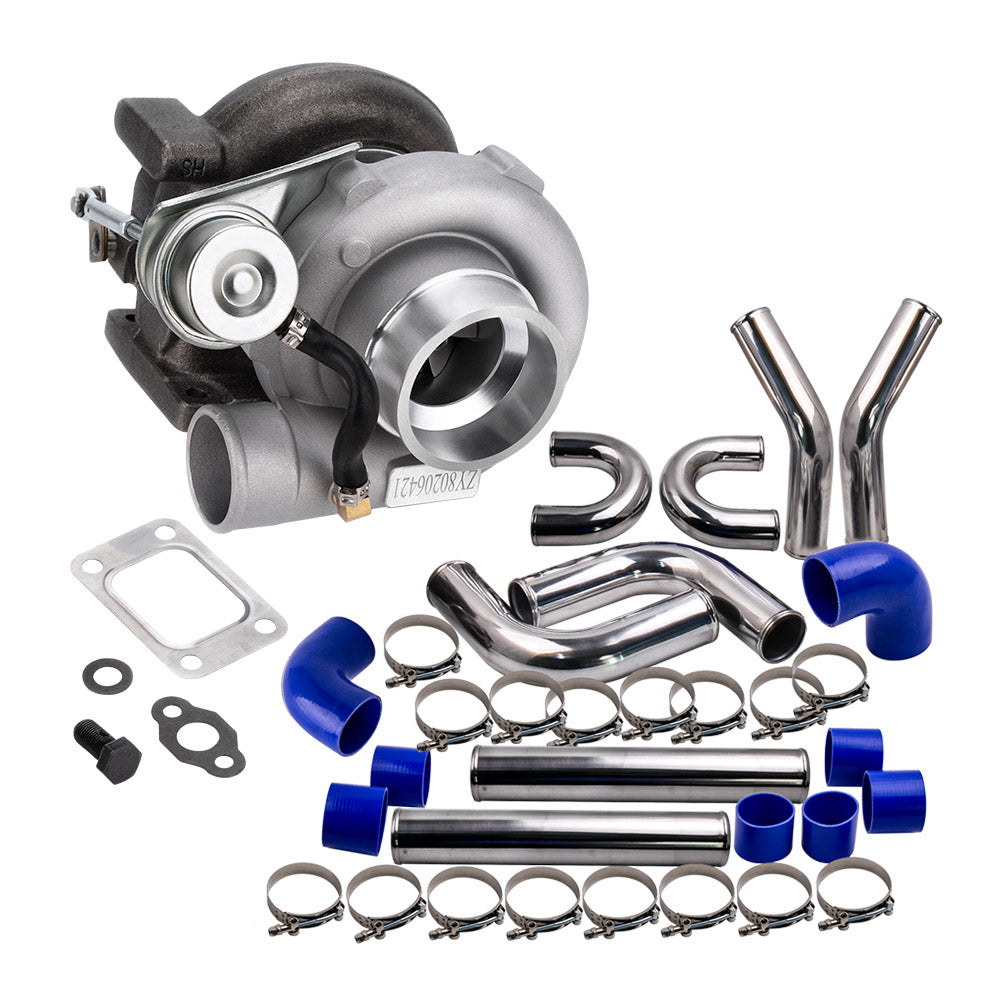 Universele T25 T28 turbolader en 3 inch 76mm Intercooler Piping pijp Blauwe slang Kits