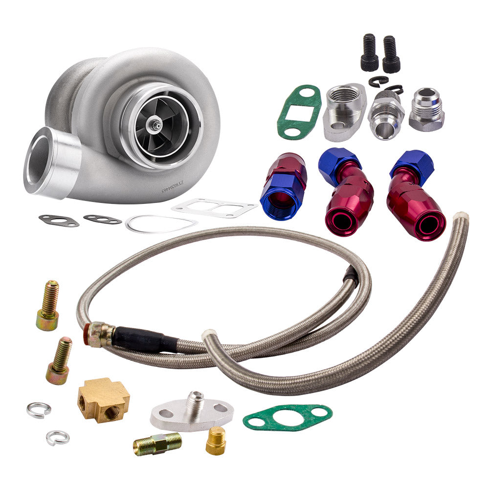 voor GT45 turbolader T4 V-BAND 78Trim 600+HP Boost+Oil Feed /Oil...