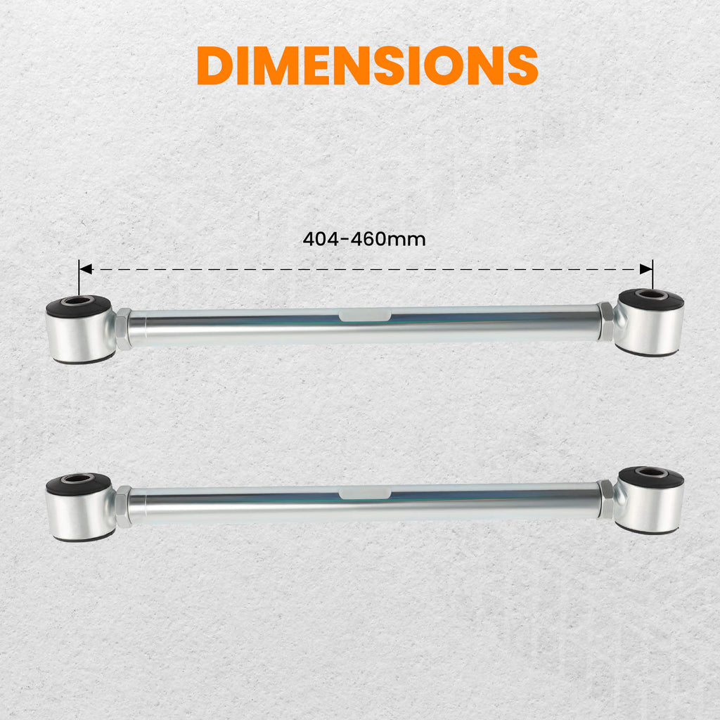 Adjustable Pair Rear Strut Rods Kit with Rubber Bushings compatible with Corvette 1963-1979