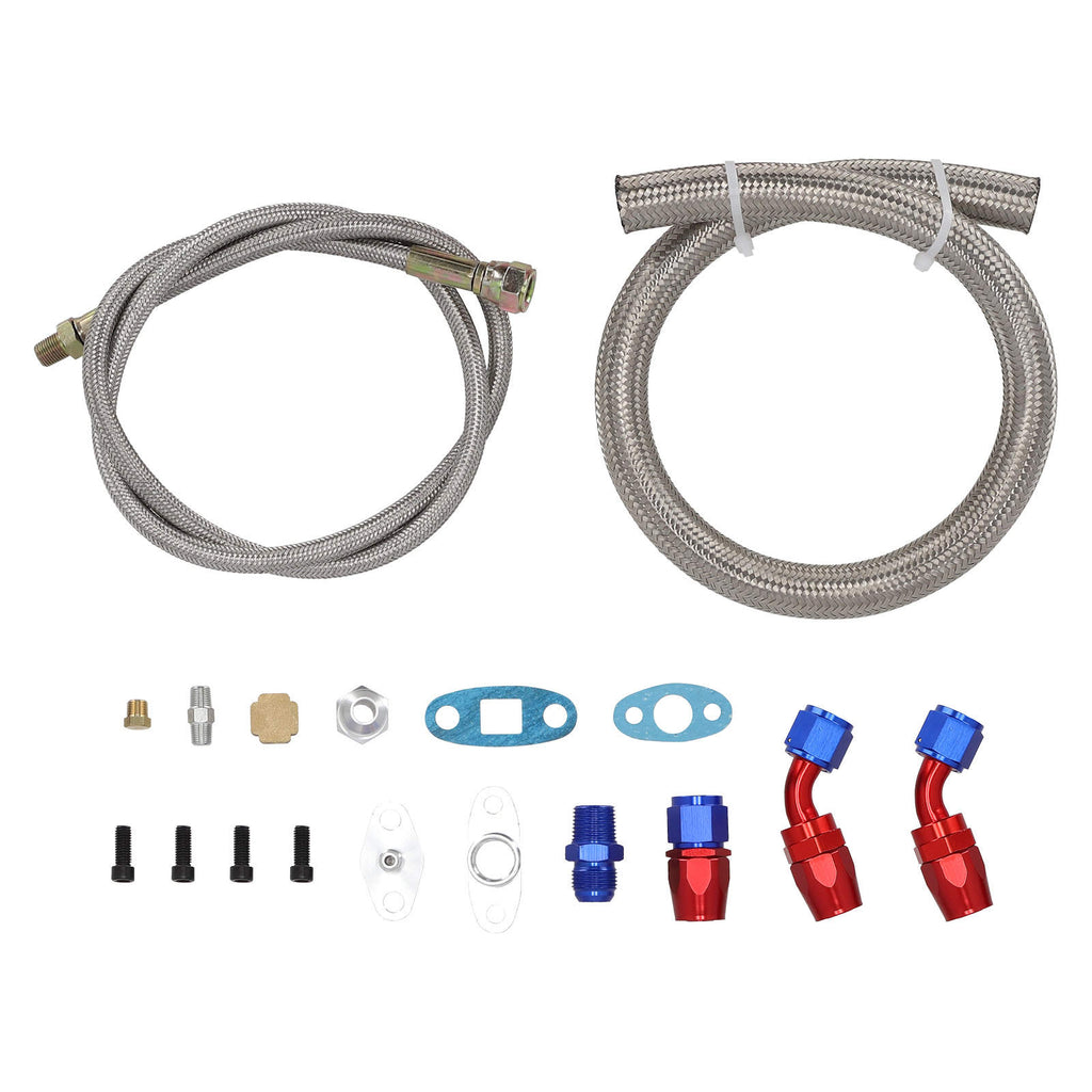 T3 T4 T04E Universal Turbo Turbocharger+Wastegate+Intercooler+BOV+Oil Line Kit