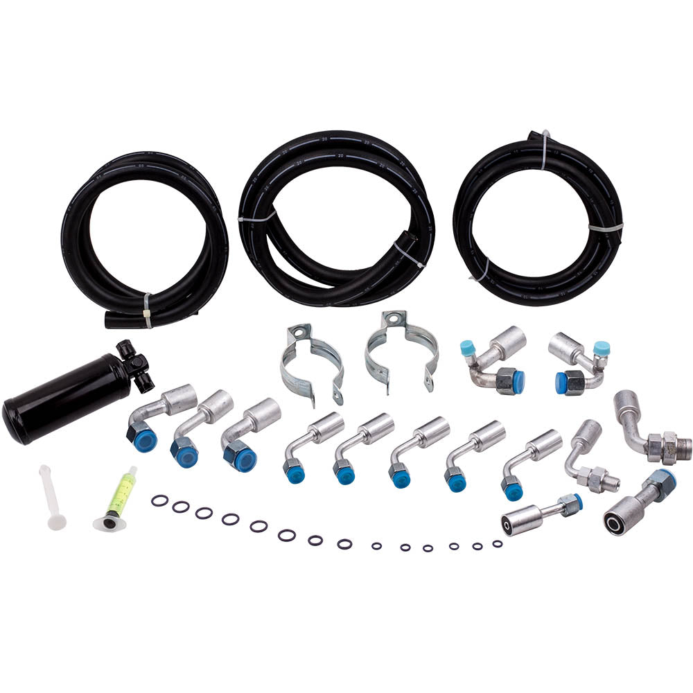 Universal 134a Air Conditioning compatible with AC Hose Kit O-Ring Beadlock Fitting Black Drier