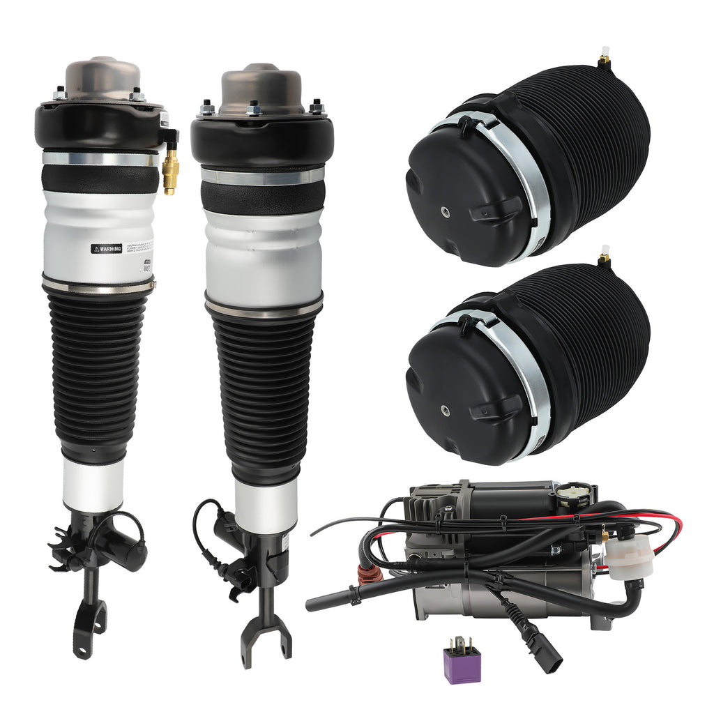 2X Federbeine Vorne + 2X Federbalg Hinten + Kompressor compatible for Audi A6 C6 4F S6