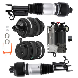 2x voor Veerpoot + 2x achter Luchtveer + Compressor geschikt voor Mercedes C219 E W211