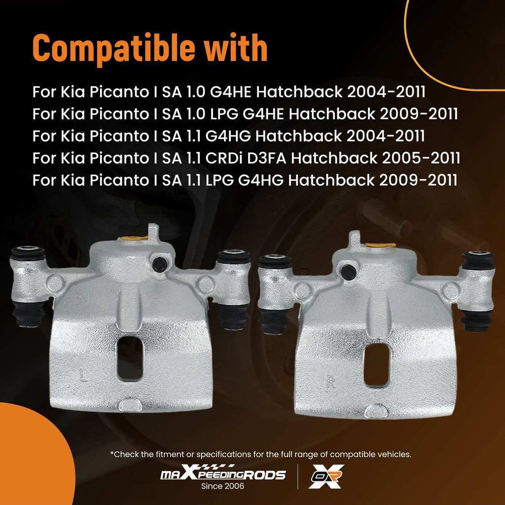 Pair Front Brake Caliper compatible for Kia Picanto I SA 1.0 1.1 2004-2011 721521 721522