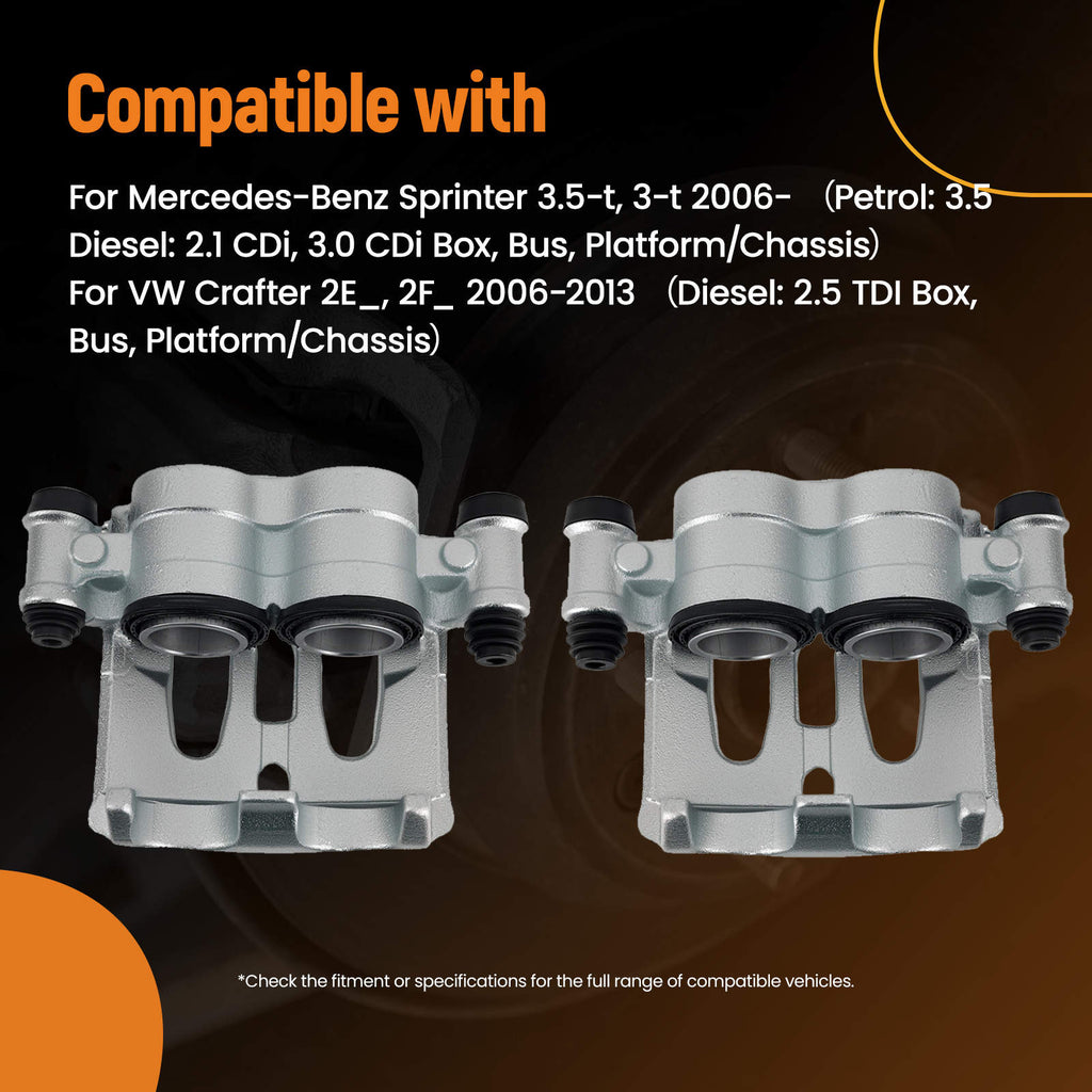 2x Front Brake Calipers compatible for VW Crafter compatible for Mercedes-Benz Sprinter 3.5-t, 3-t 2006-