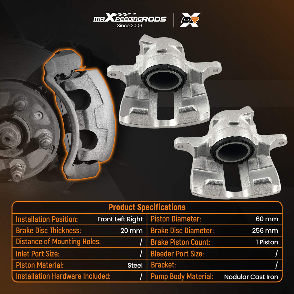 2 Front Brake Caliper compatible for Audi 80 90 100 compatible for VW Caddy compatible for Golf MK3 357615123A 357615124A