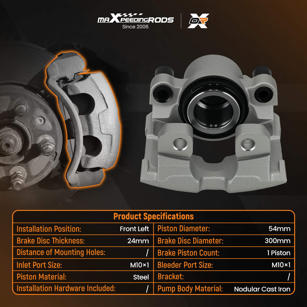 Front Left Brake Caliper compatible for BMW 316d 316i 318d 318i 320i E90 E91 343732 54mm