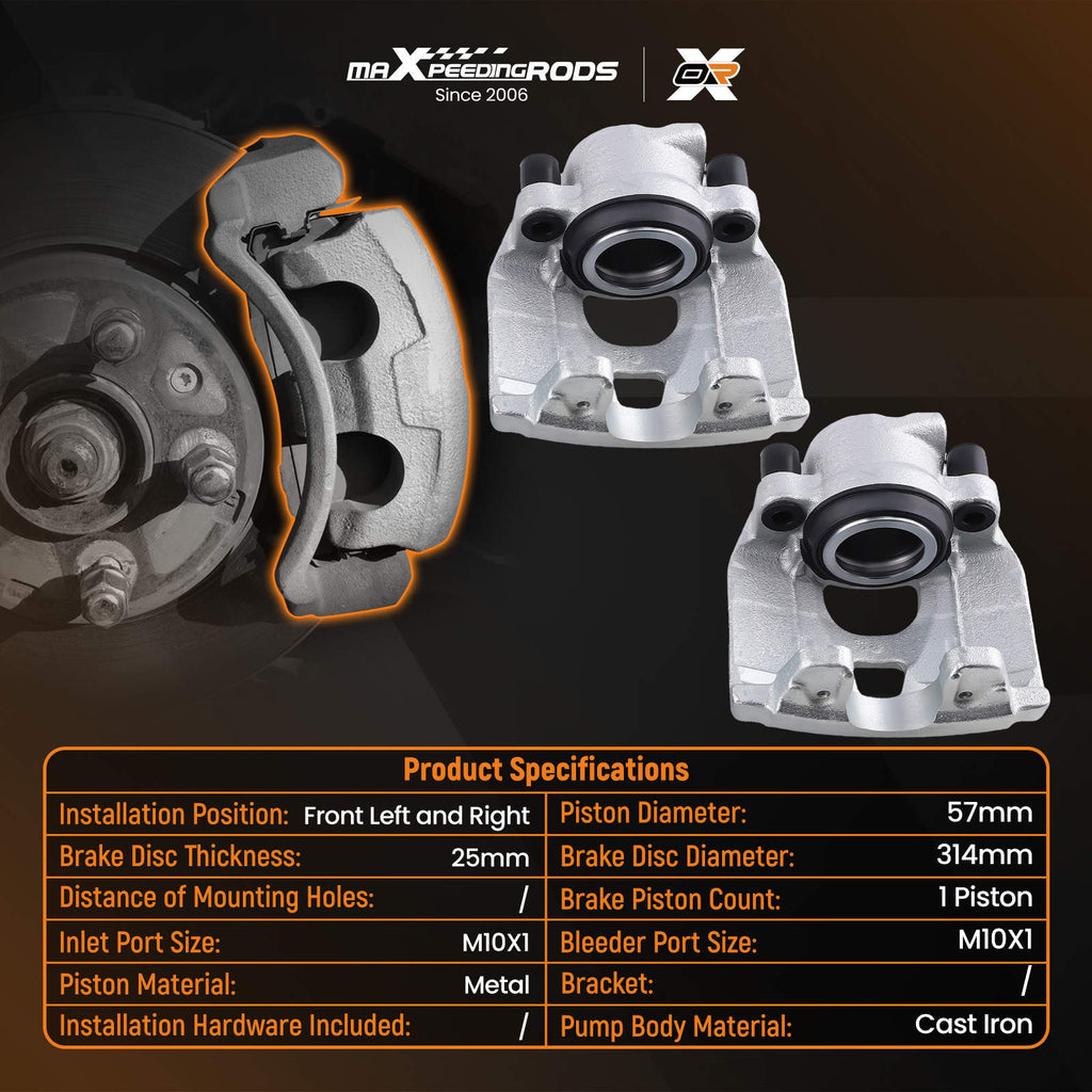 Front Left Right Brake System compatible for Audi A4 Allroad A5 2007-17 344302 430571 314mm