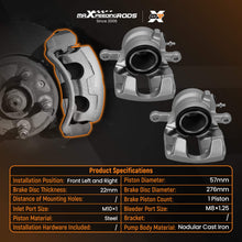 Load image into Gallery viewer, Front Brake Calipers Pair compatible for Mercedes A-Class W169 B-Class W245 2004-201222mm