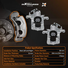 Load image into Gallery viewer, Pair Brake Caliper Rear Left Right compatible for Vauxhall Astra 2009-2015 Mokka 2012- 38mm