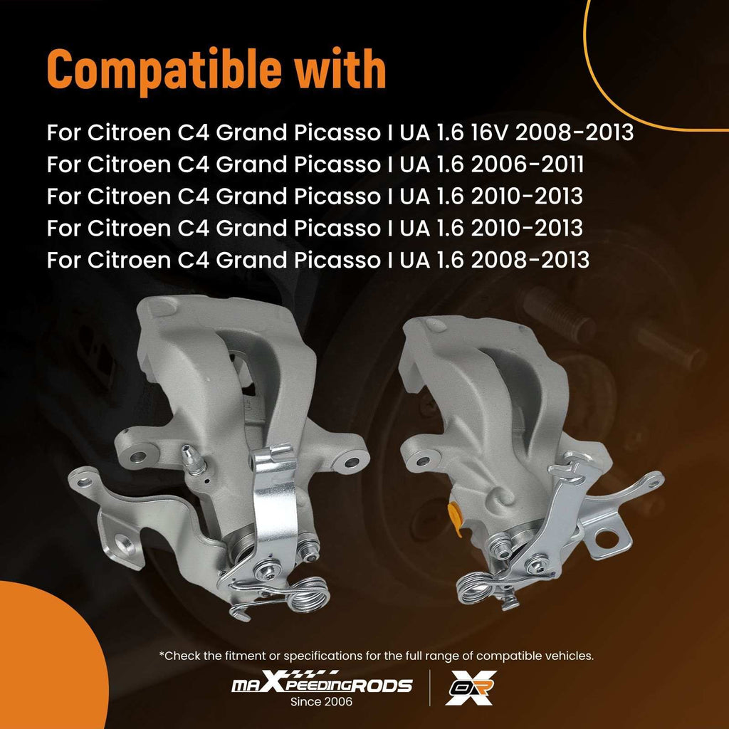 2x Rear Caliper Left Right compatible for Citroen C4 Grand Picasso UA C4 Picasso compatible for UD 4400.T7