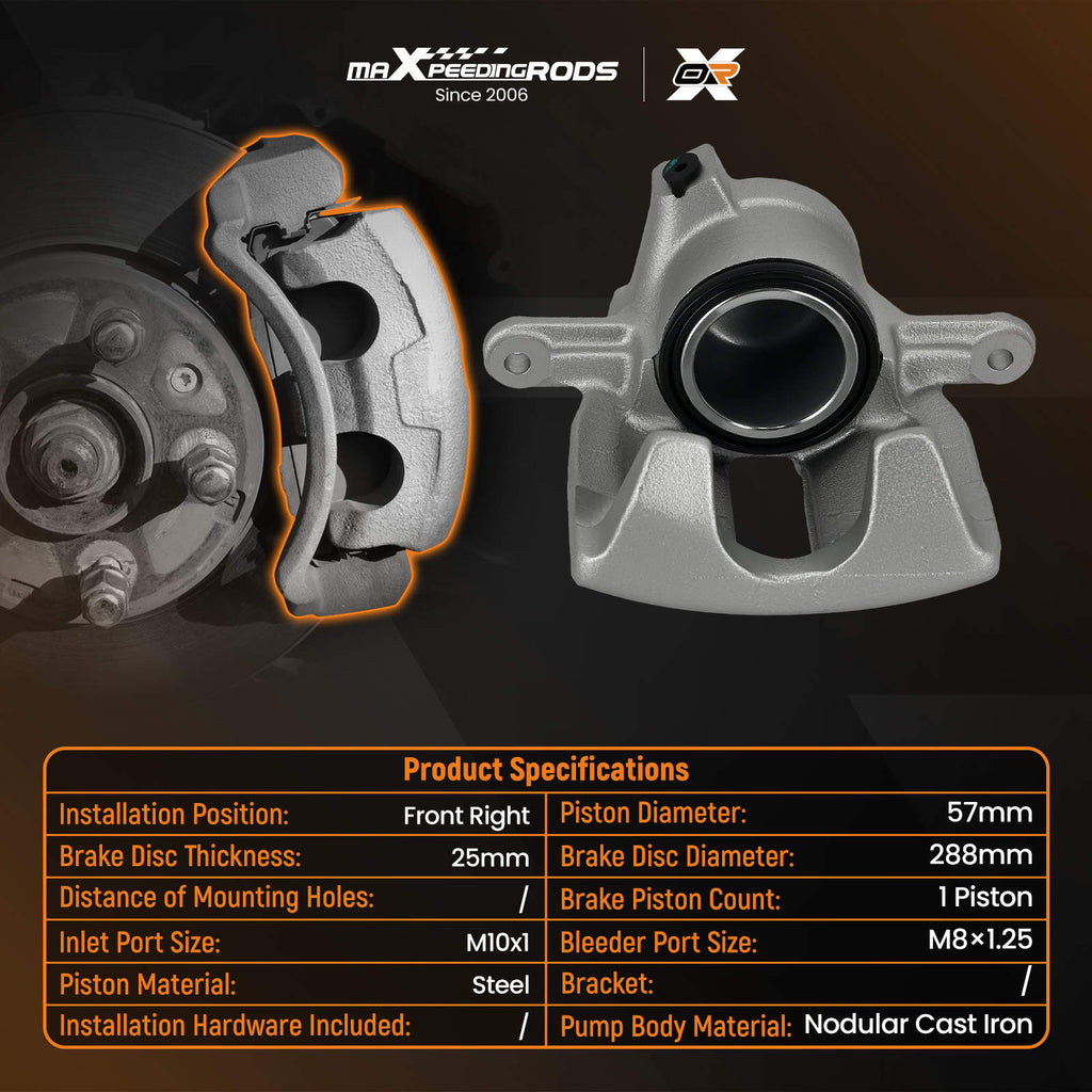 Front Right Floating Brake Caliper compatible for Mercedes C-Class 1.8 2.0 2000-2008 288mm