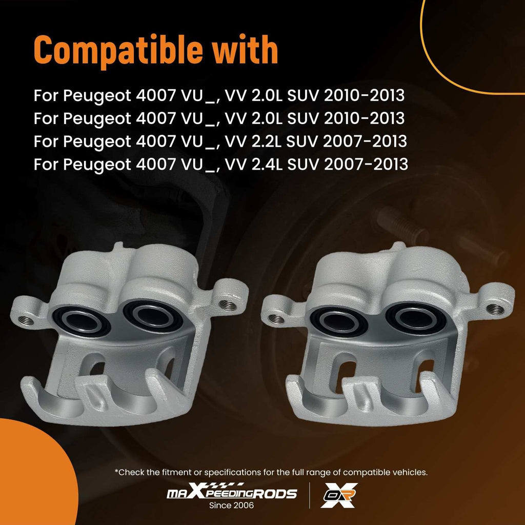 Front L+R Disc Brake Calipers 43mm compatible for Mitsubishi Outlander/Compatible for Peugeot 2001-2013