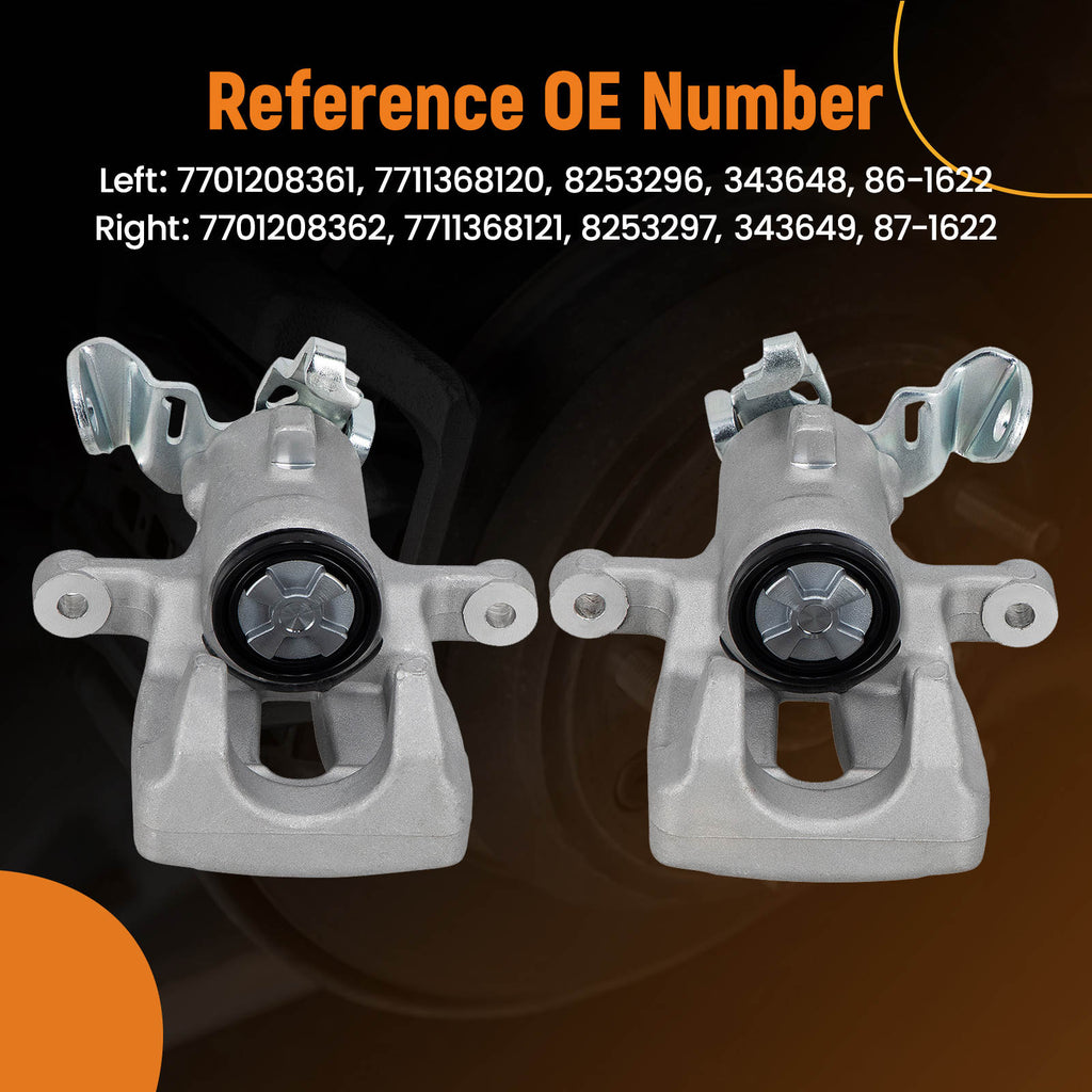 2x Brake Calipers Rear compatible for Renault Clio MK3 1.1 1.4 1.5 1.6 2.0 05-14 DC73648