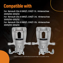 Load image into Gallery viewer, 2x Brake Calipers Rear compatible for Renault Clio MK3 1.1 1.4 1.5 1.6 2.0 05-14 DC73648