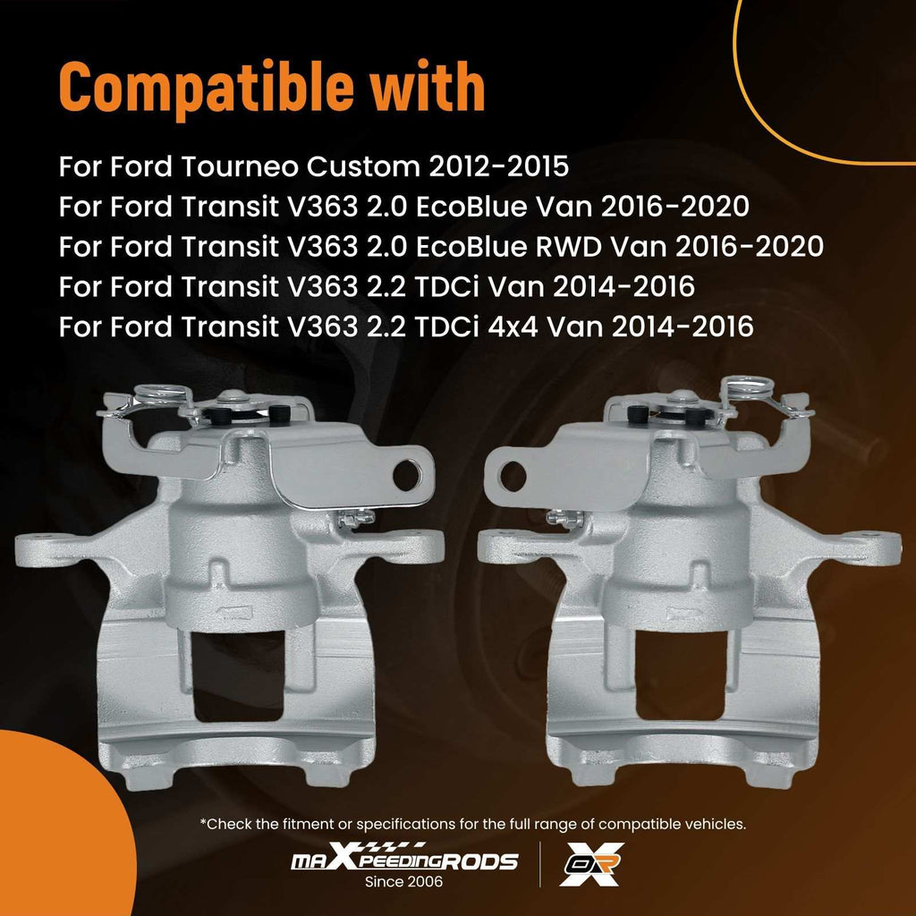 2x Rear Brake Caliper compatible for Ford Transit V363 Transit Custom 2.0 2.2 1768155 288mm