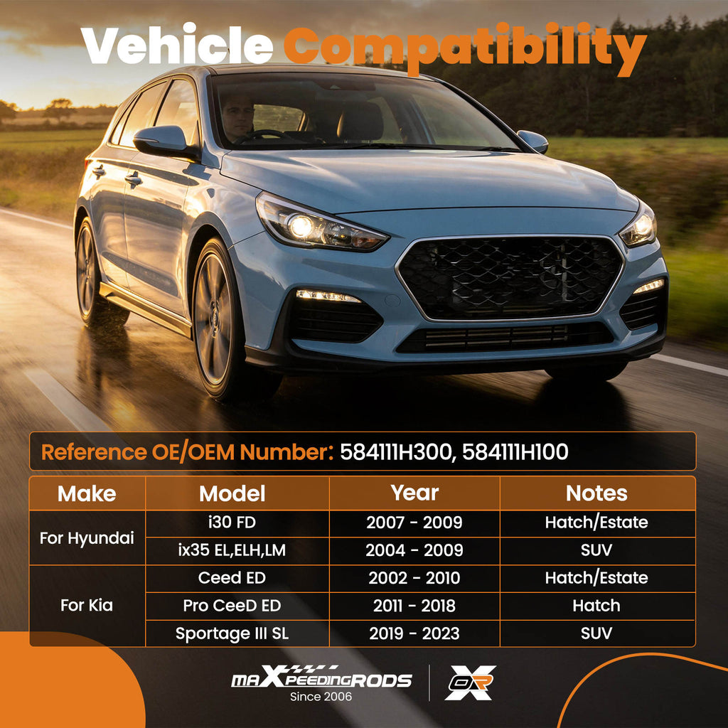 Rear Brake Discs Left + Right compatible for Hyundai i30 FD 07-11 compatible for Kia Ceed 584111H300 10mm