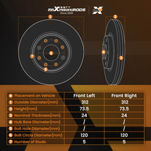 Load image into Gallery viewer, Pair Front Brake Disc Left Right compatible for BMW 3 Series F30 F31 2.0 34116792219 312mm