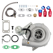 Load image into Gallery viewer, T3 TO4E Turbo Turbocharger .63 A/R + Oil Drain Return + FEED Line Kit