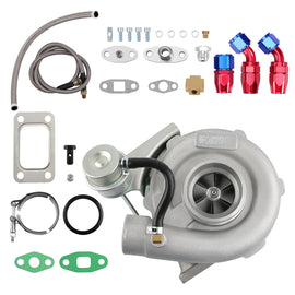 T3 TO4E Turbo Turbocharger .63 A/R + Oil Drain Return + FEED Line Kit