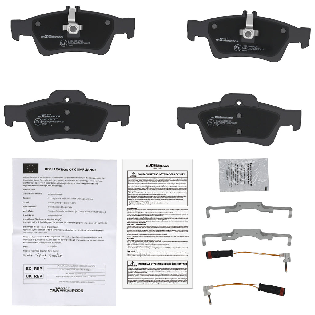 4x Rear Brake Pads Kit geschikt voor Mercedes E-Class/CLS/S-Class 1998-2017 0044204420