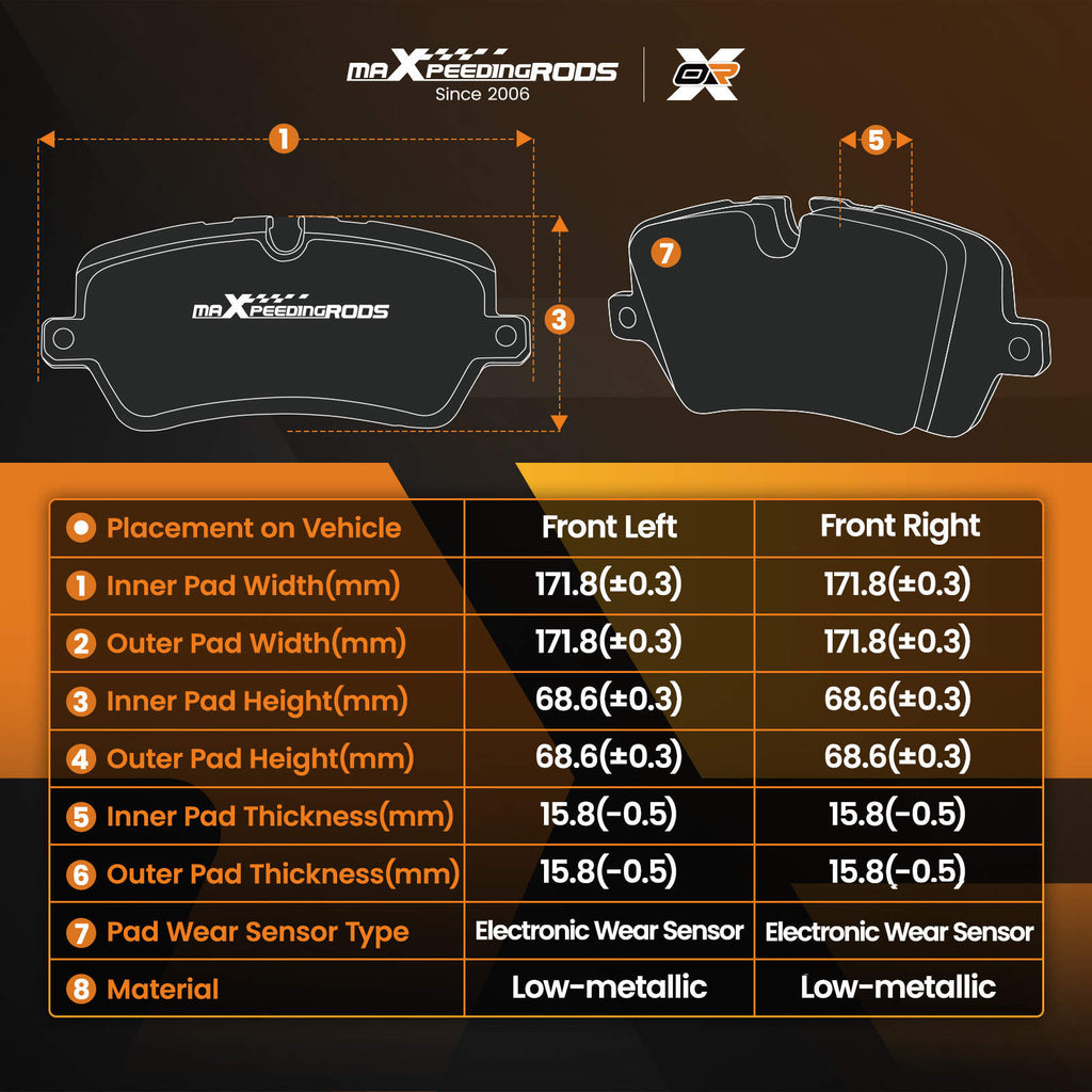 Brake Pads Set Front compatible for Ford Transit Custom Bus V362 2012-2023 MEBK2J2K021AA