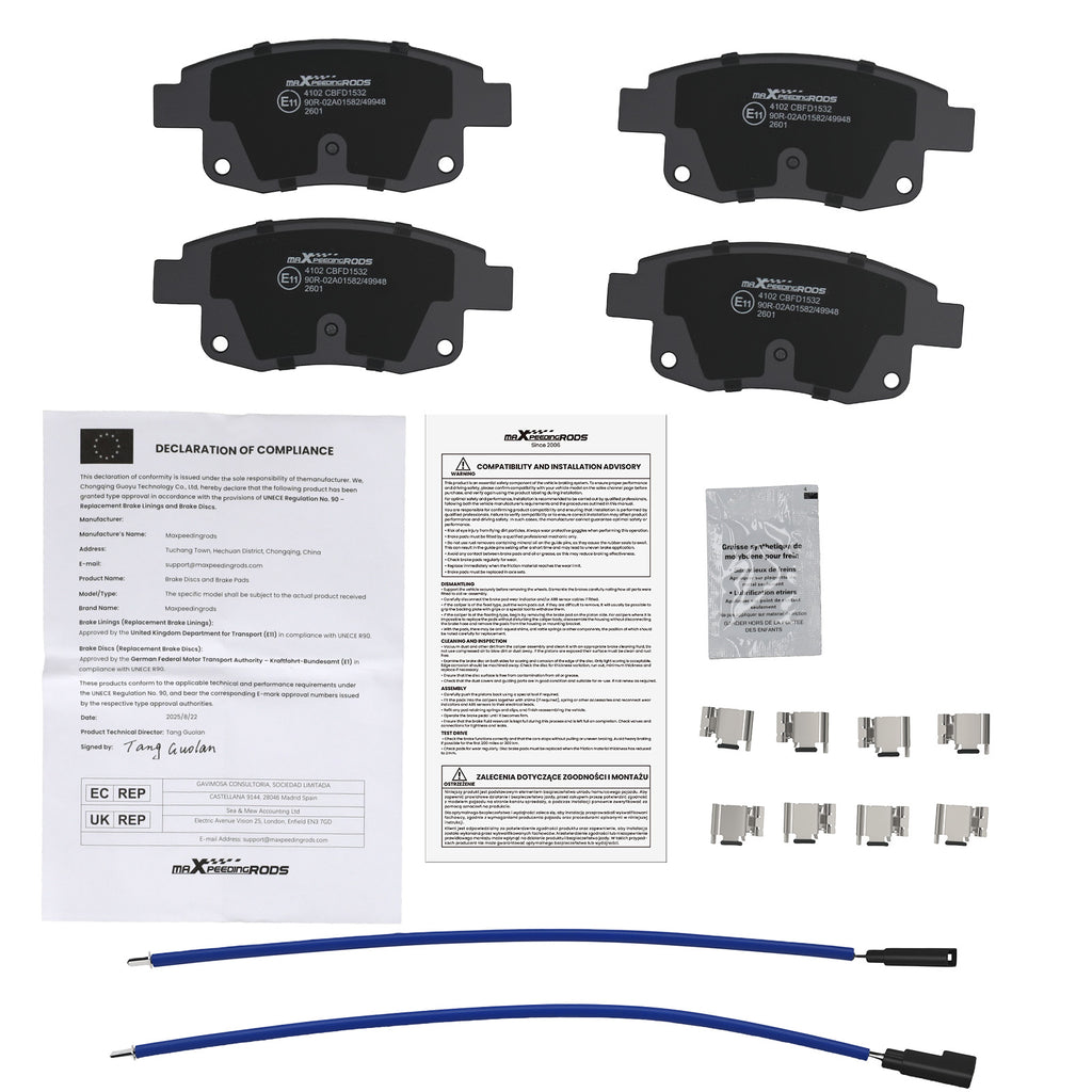 Rear Left+Right Brake Pads geschikt voor Ford Transit Chassis Cab 2006-2014 1433958