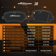 Load image into Gallery viewer, Rear Brake Pads DirverPassenger compatible for VW Touran 2003-2015/Tiguan 2007-2018