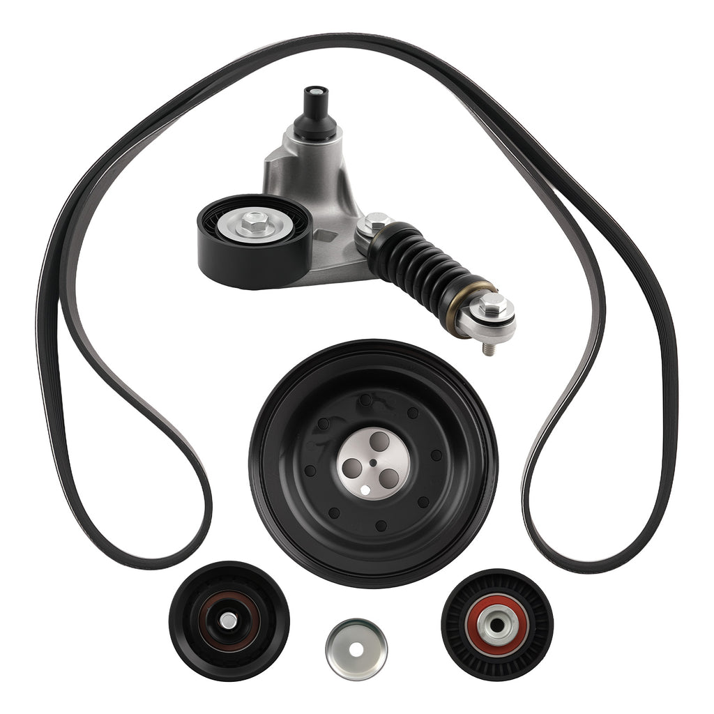 Crankshaft Pulley Fan Belt Tensioner Kit compatible with Ford Mondeo MK3 2.0 TDCi 2000-2007