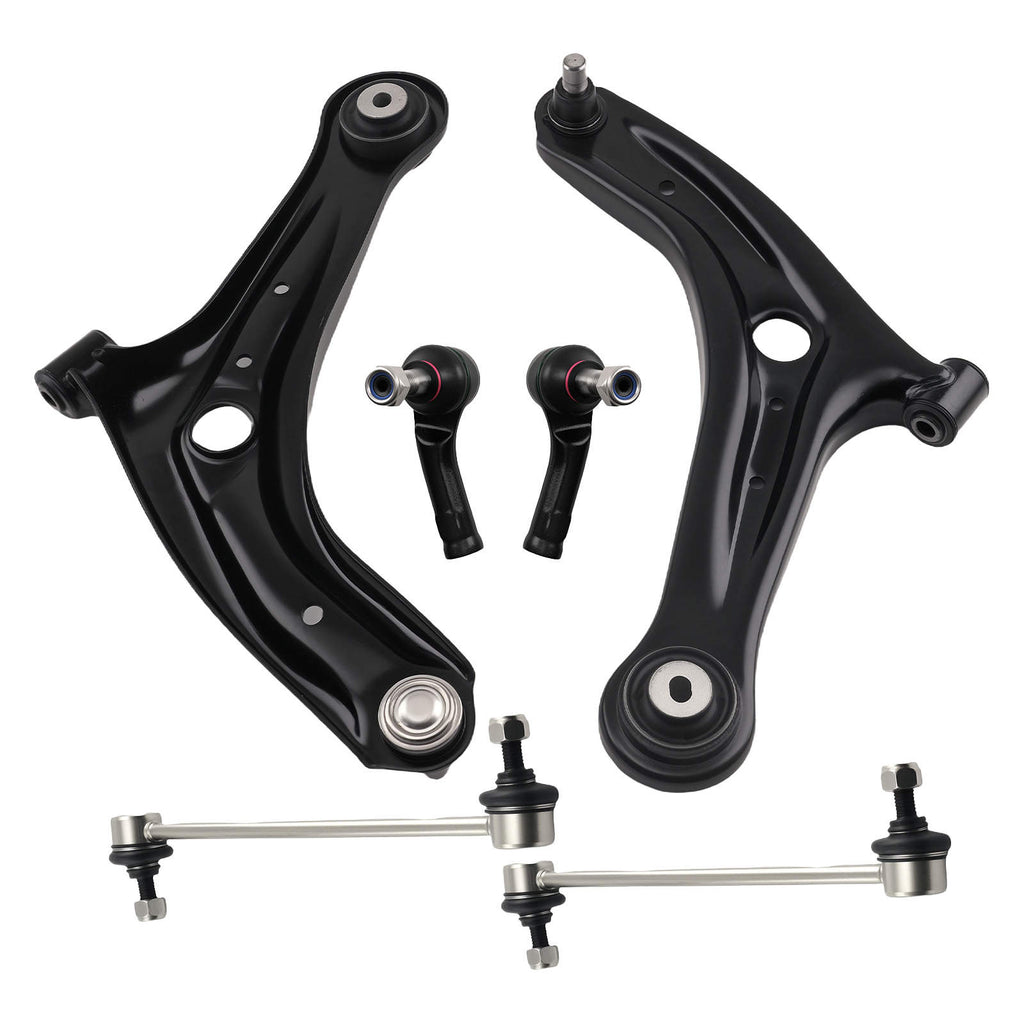 6X CONTROL ARMS WISHBONES + TRACK RODS + LINK BARS L+R compatible for FORD FIESTA MK7 08-17