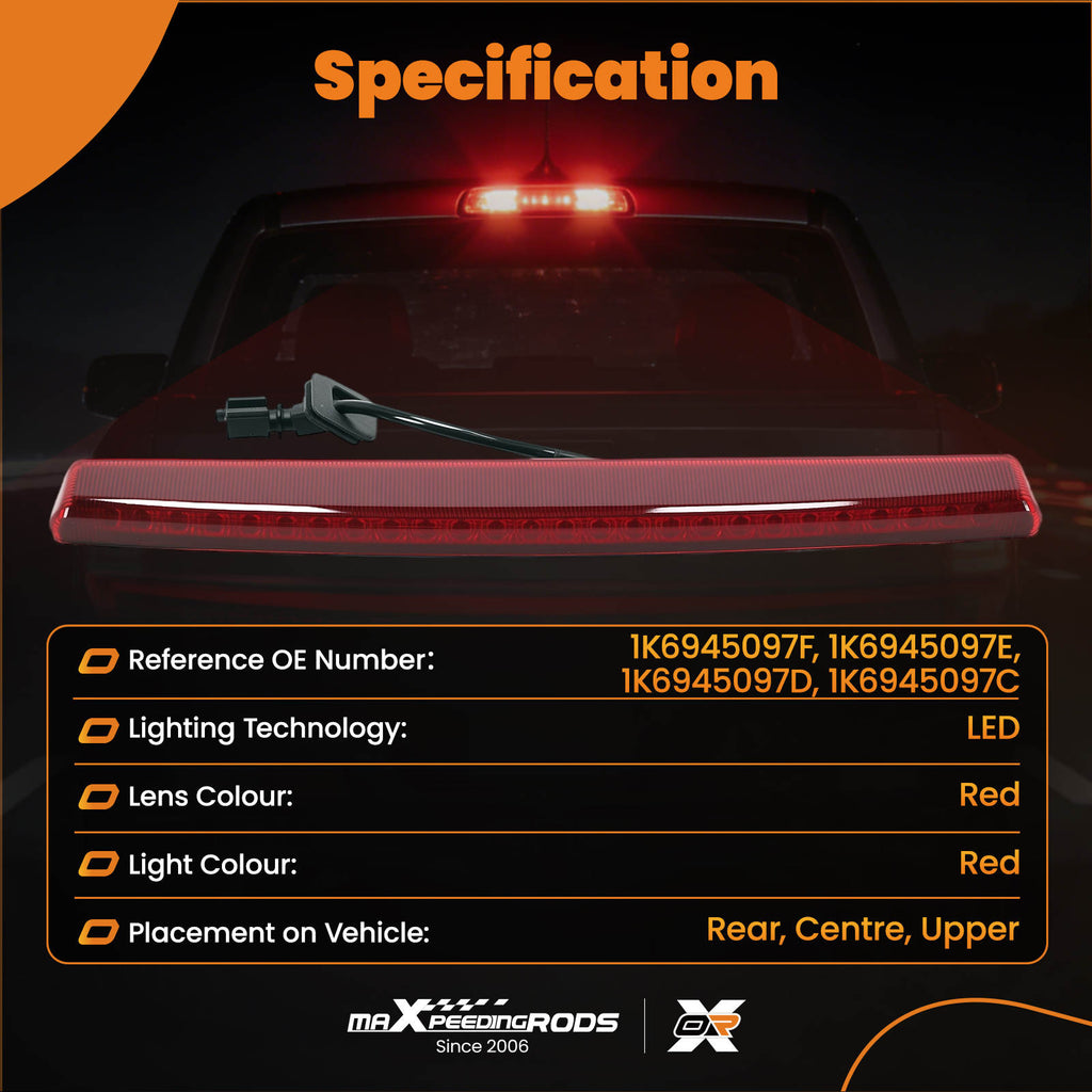 Red LED High Level Third Brake Stop Light compatible for VW Golf Passat Scirocco 1K6945097F