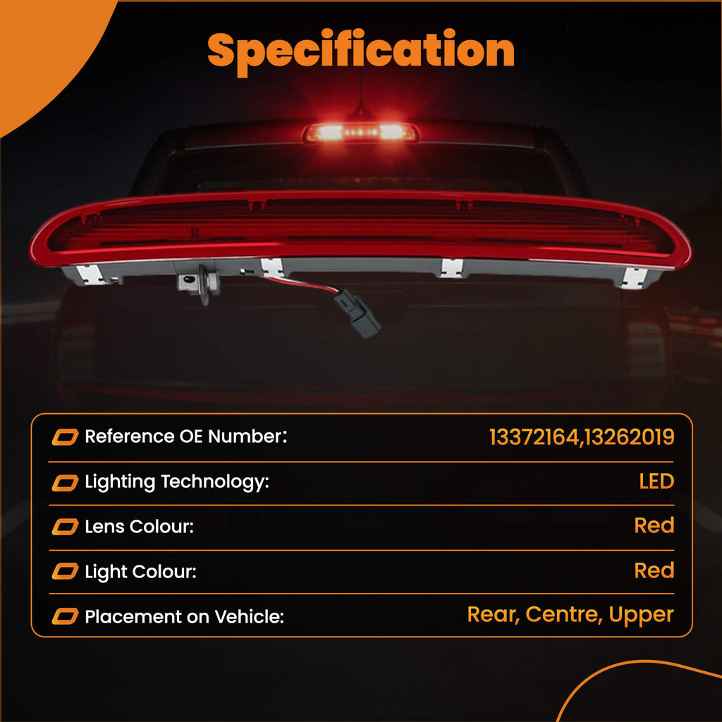 Rear High Level 3rd Brake Stop Light compatible for Vauxhall Astra J compatible for Opel 09-16 13372164