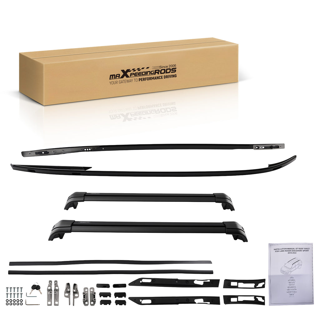 Black Roof Rack Rails Cross Bars compatible with Land Rover Discovery Sport L550 15-23