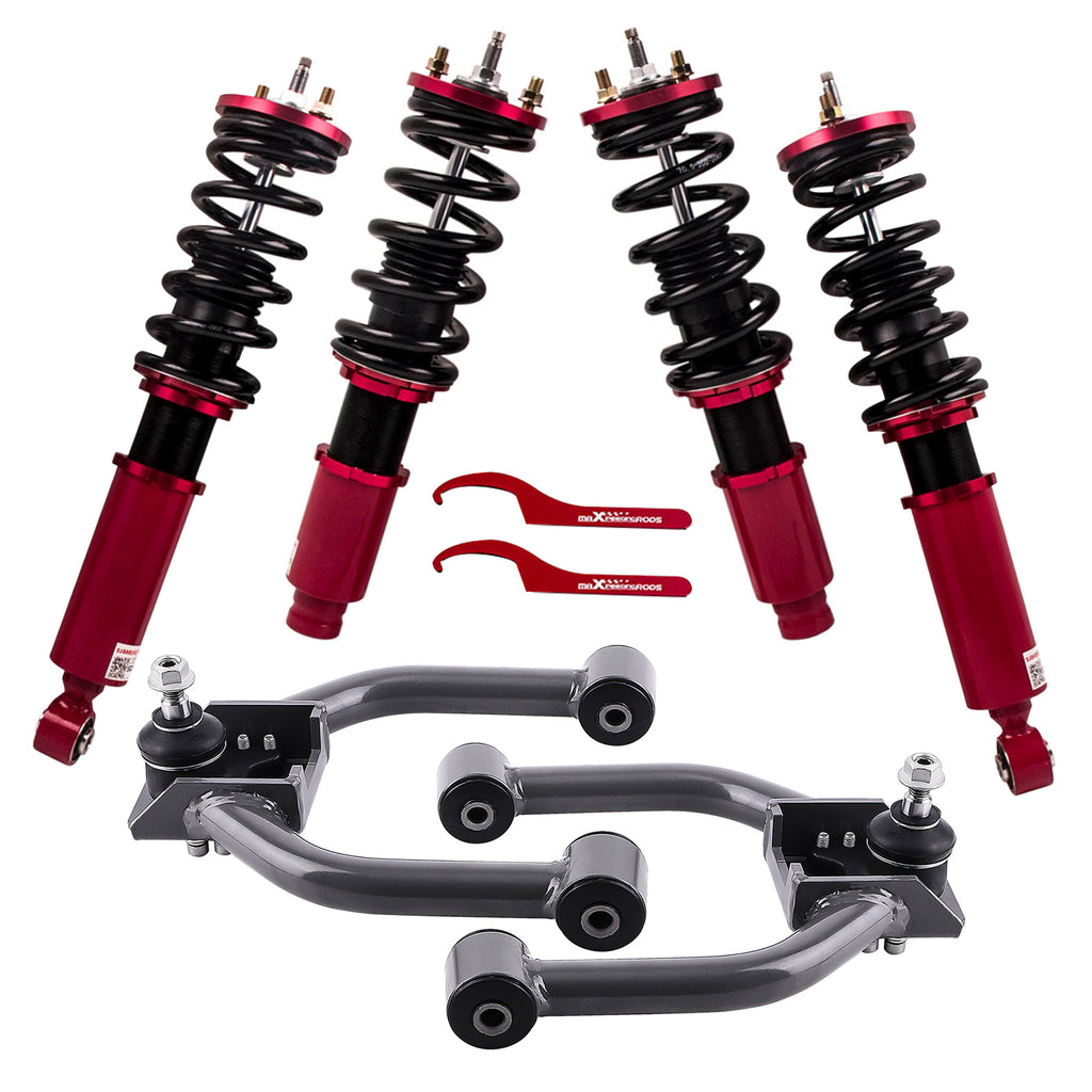 Gewindefahrwerk Dämpfung einstellbar+ 2x Querlenker compatible for Honda CR-V CRV 1996-2001