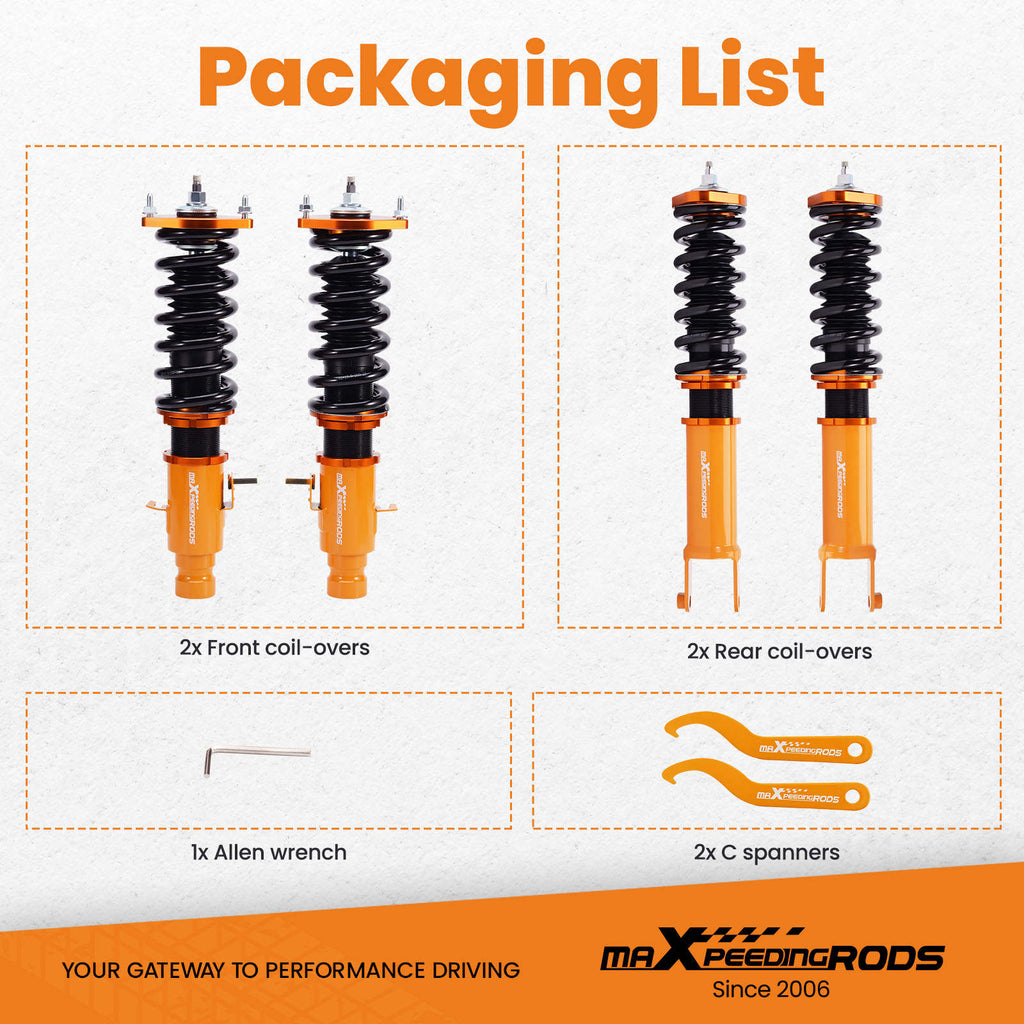 Compatible for Infiniti M35x 06-10 AWD Coil Springs Struts Adjustable Damper Coilovers Kits Lowering Kit