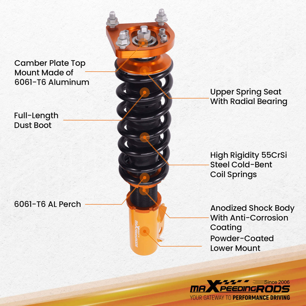 Coilovers Kits compatible for Ford Mustang GT 4.6L 4th 94-04 Adj. HeightMounts Shocks 1999
