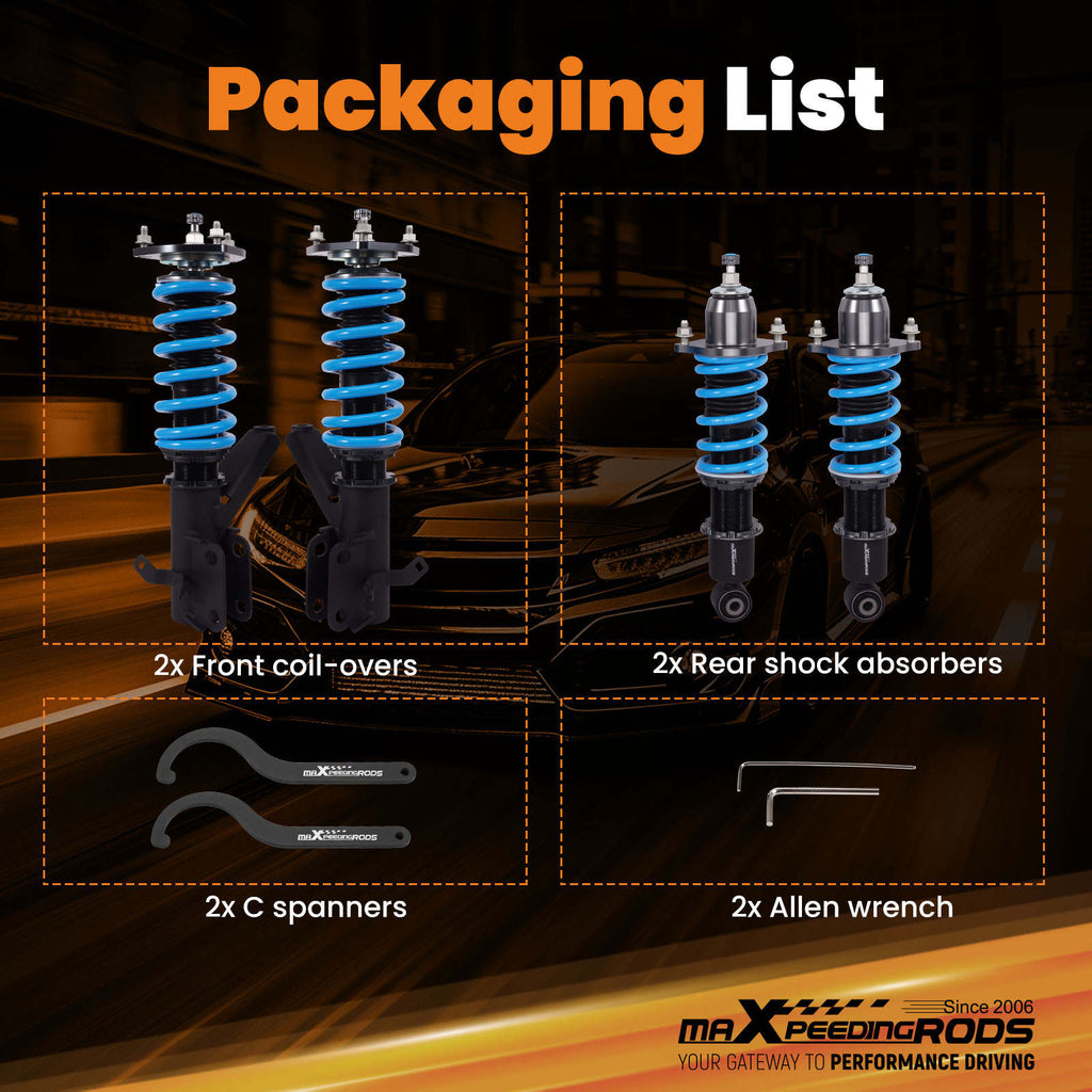 MaXpeedingrods 24 STEP DAMPER Coilovers compatible for Honda Civic EM2 01-05 LOWERING KIT