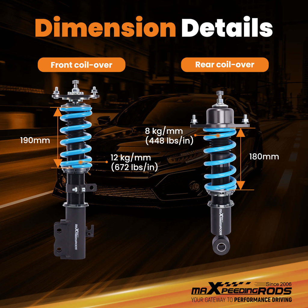 Coilovers 24 Click Damper Suspension Kit compatible for Toyota Corolla 03-08 Matrix 03-08
