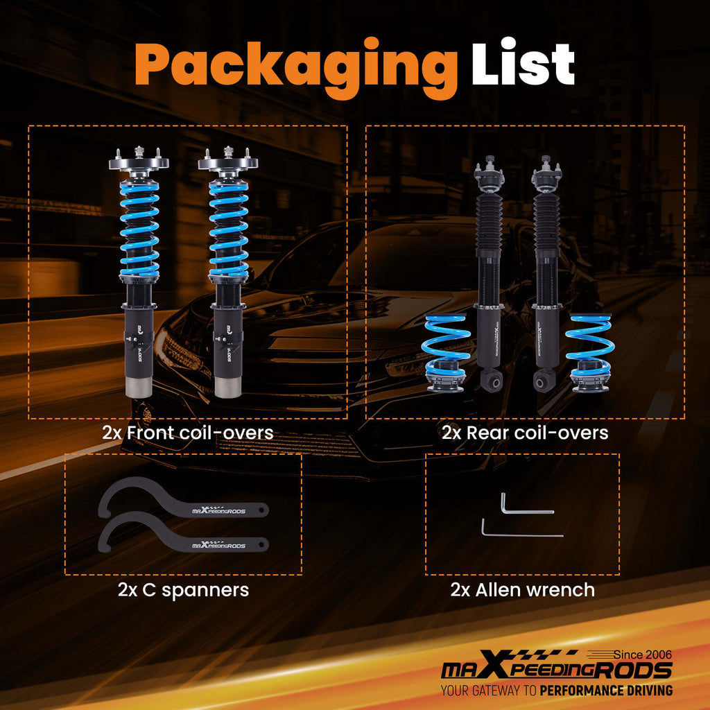 MaXpeedingrods T6 Coilover Suspension Lowering Kit compatible for BMW E30 318 325 RWD 82-91