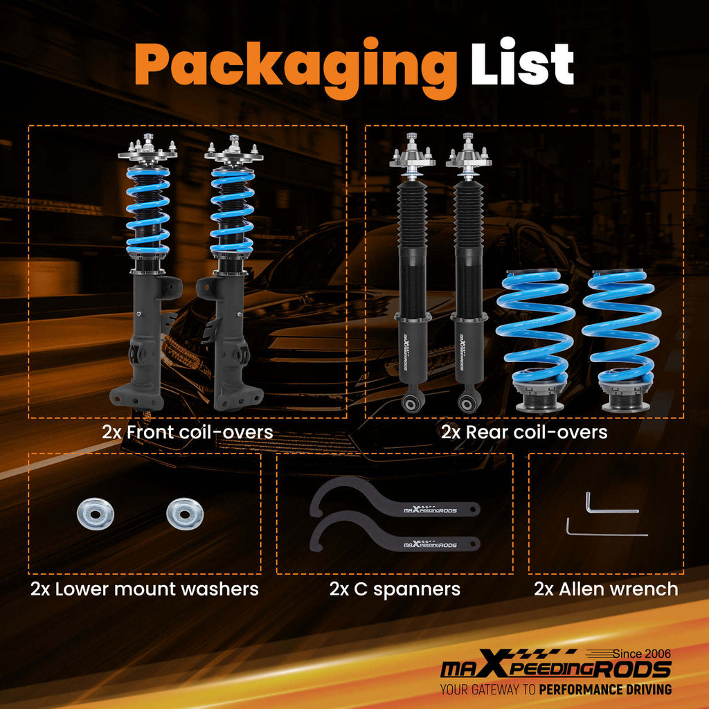 Maxpeedingrods T6 24 Ways Adj. Damper Shock Coilovers Kit compatible for BMW 3 Series E36