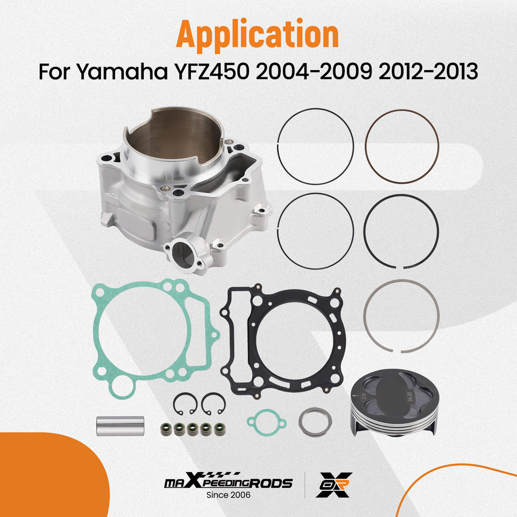 Cylinder Kit Piston 13.5:1 compatible for Yamaha YFZ450 Stock Bore 95mm 2004-2009 2012-13