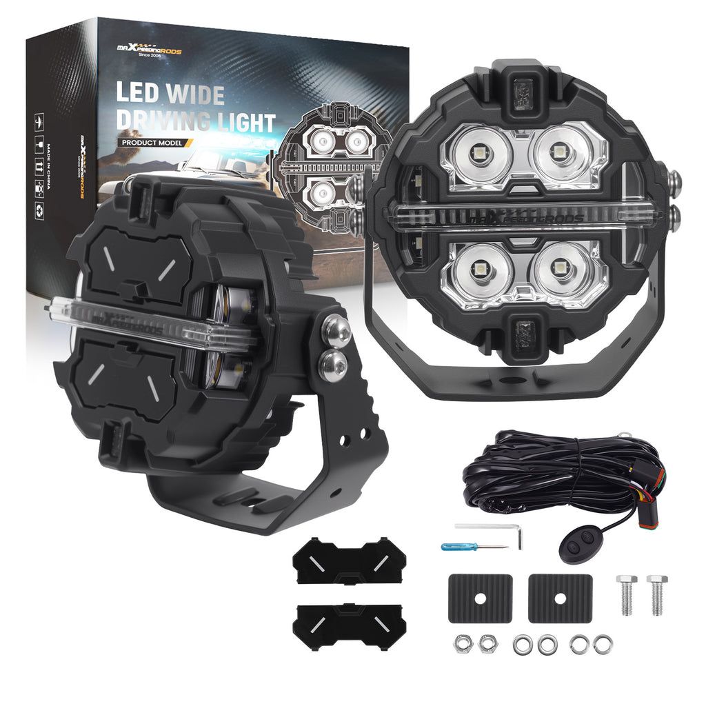 LED Work Lights 19200LM Side Shooter For SUV Truck Marine 4WD geschikt voor White+Amber DRL
