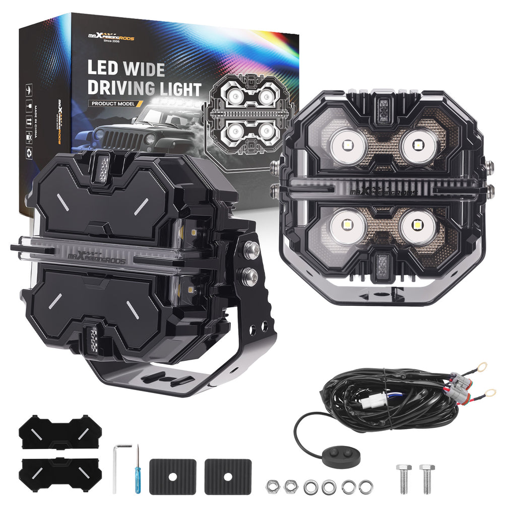 5inch 212W LED Driving Light Pods RGB DRL Spot Beam For SUV ATV UTV 4X4 Offroad