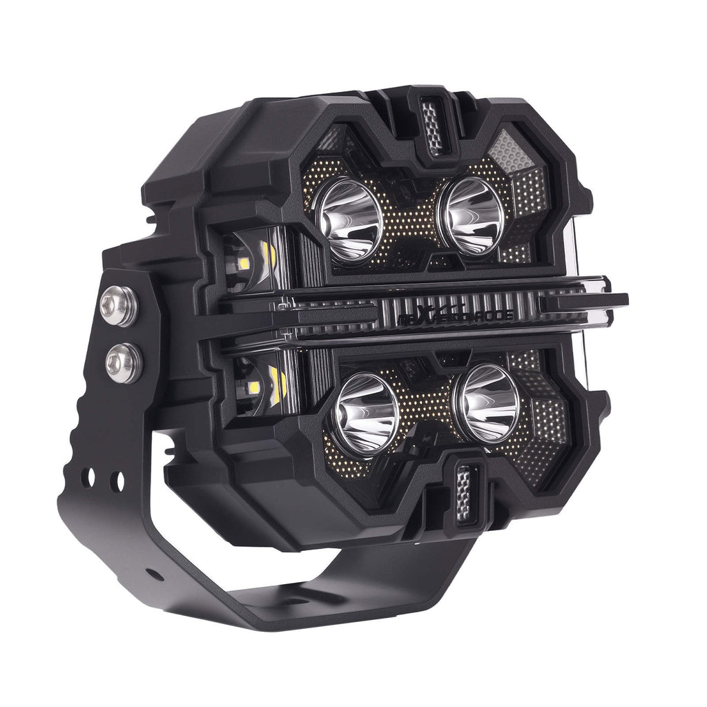 5 Square LED Driving Lights 25440LM RGB Background DRL compatible for White Amber Pod Light