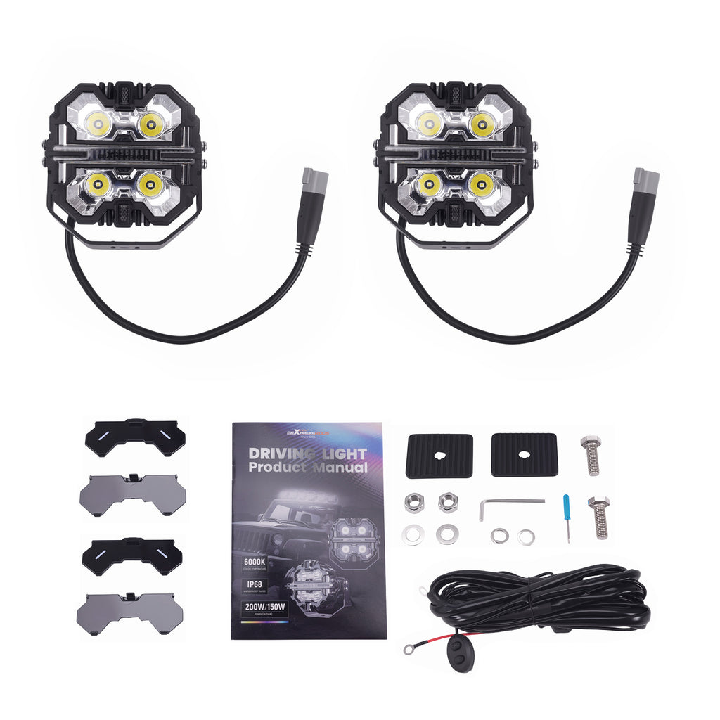 Quad LED Koplamp DRL Daytime Running Light 6000K voor Truck Offroad Aluminium IP68