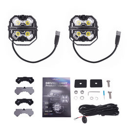 Quad LED Koplamp DRL Daytime Running Light 6000K voor Truck Offroad Aluminium IP68