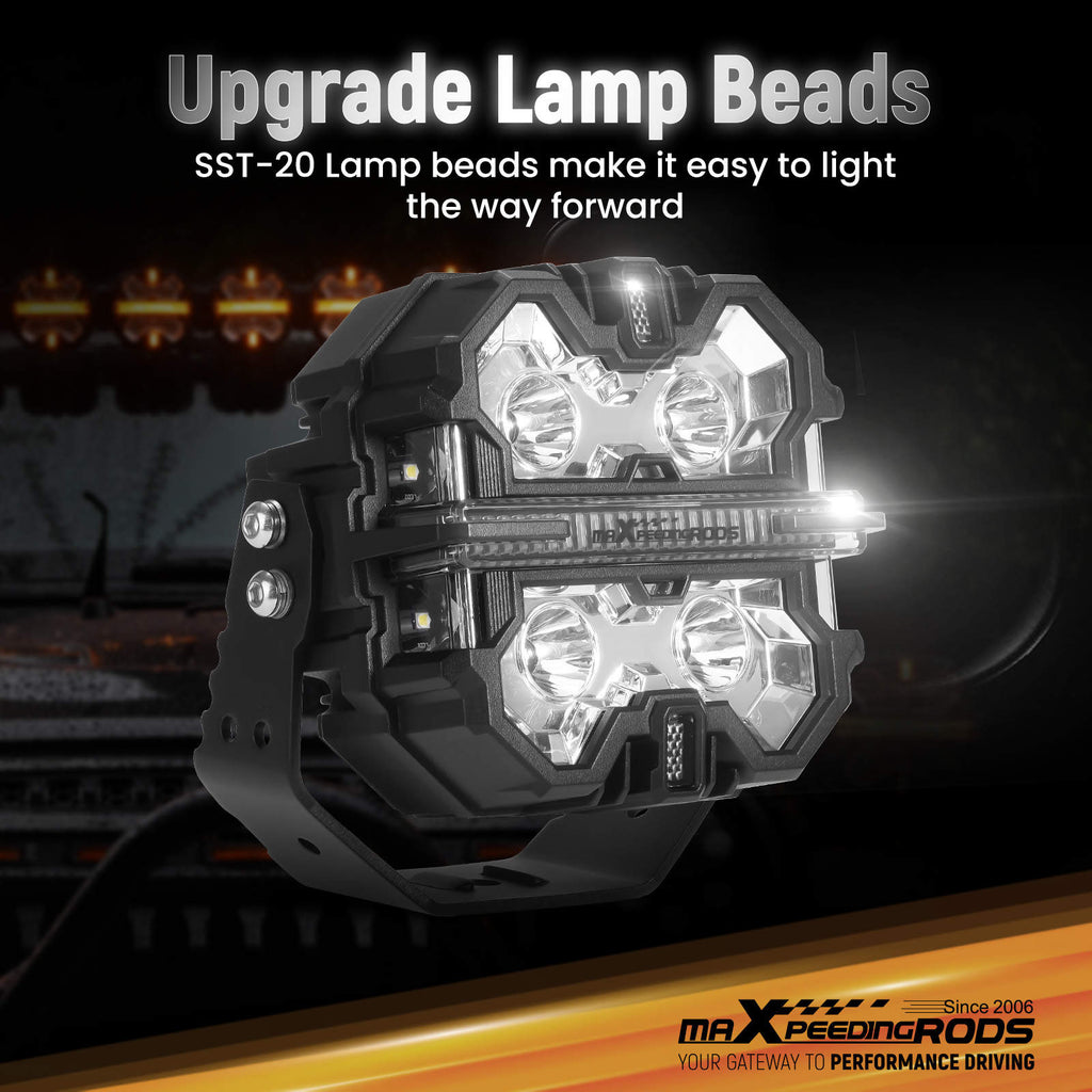 LED Driving Light Pods 5inch 270° Spot Beam DRL compatible for White Amber Off Road Lights